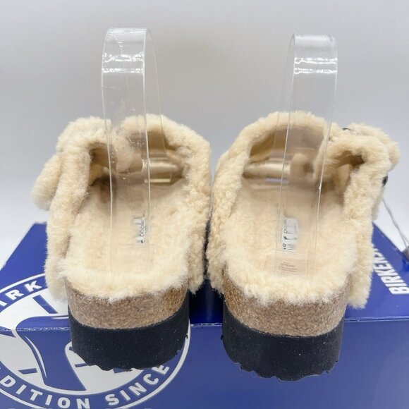 Birkenstock Arizona Big Buckle Shearling Teddy Eggshell Platform Sandal EU 36 - Picture 8 of 13
